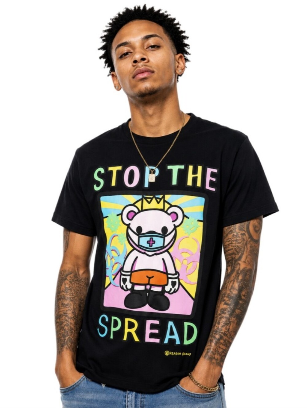 2PC Reason Stop The Spread T-Shirt and Mask Set